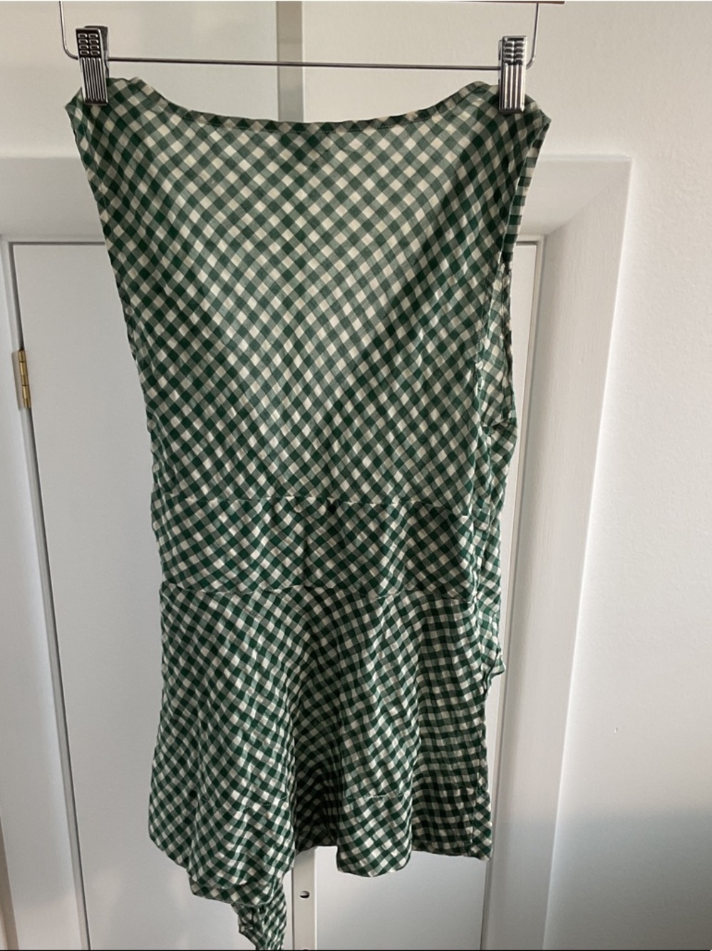 Odille Green and White Gingham Wrap Blouse - Picture 2 of 6